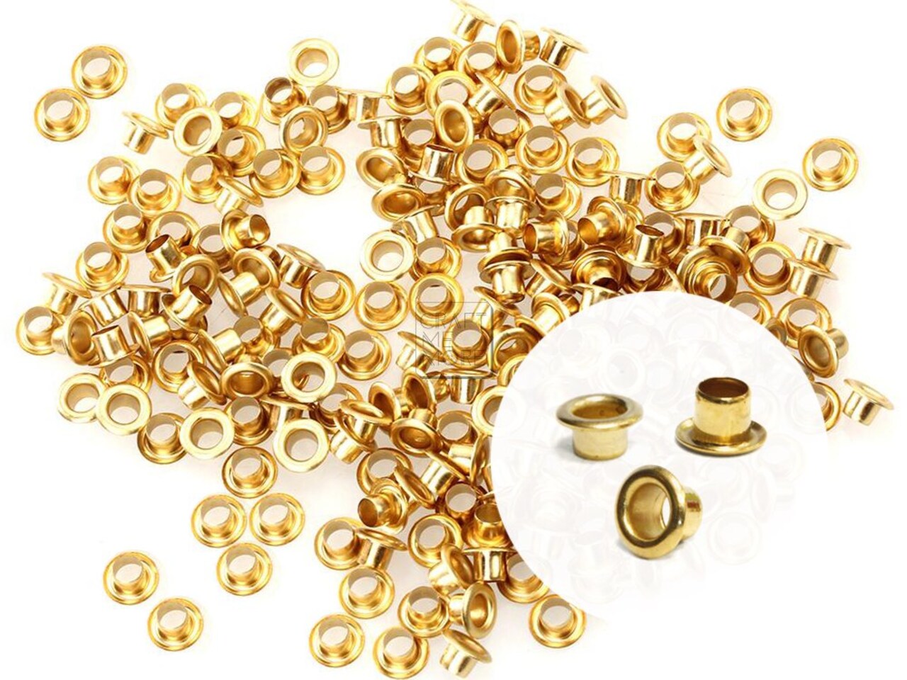 200 Pieces 1/8 Inch ID Grommets Eyelets 3MM Hole Self Backing Eyelet for Bead Cores, Clothes, Leather, Canvas (Gold)